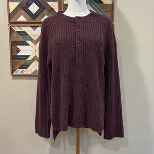 NakedCashmere Oversized Cashmere Ribbed Henley Sweater XS